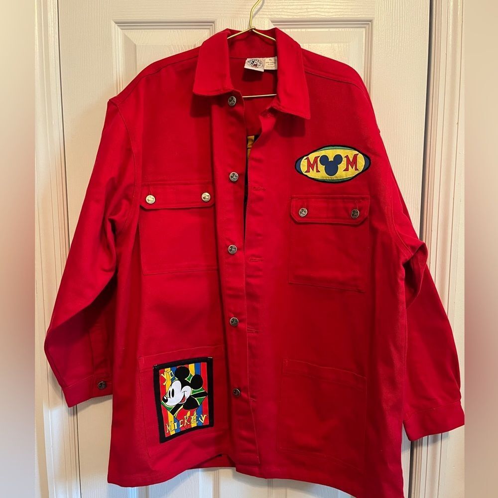Vintage Disney Mickey & Co Mom Jacket XL Red Mickey Mouse Graphic Lined 90s Mom